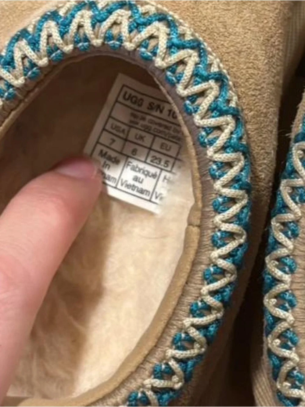 Toddler UGG Tasman Suede Slip-On Clog in Chestnut with Teal Trim